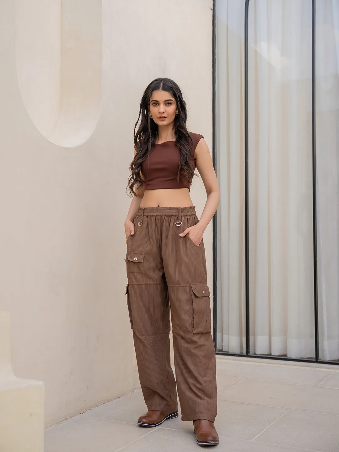 Corduroy Mocha Brown Cargo Pants