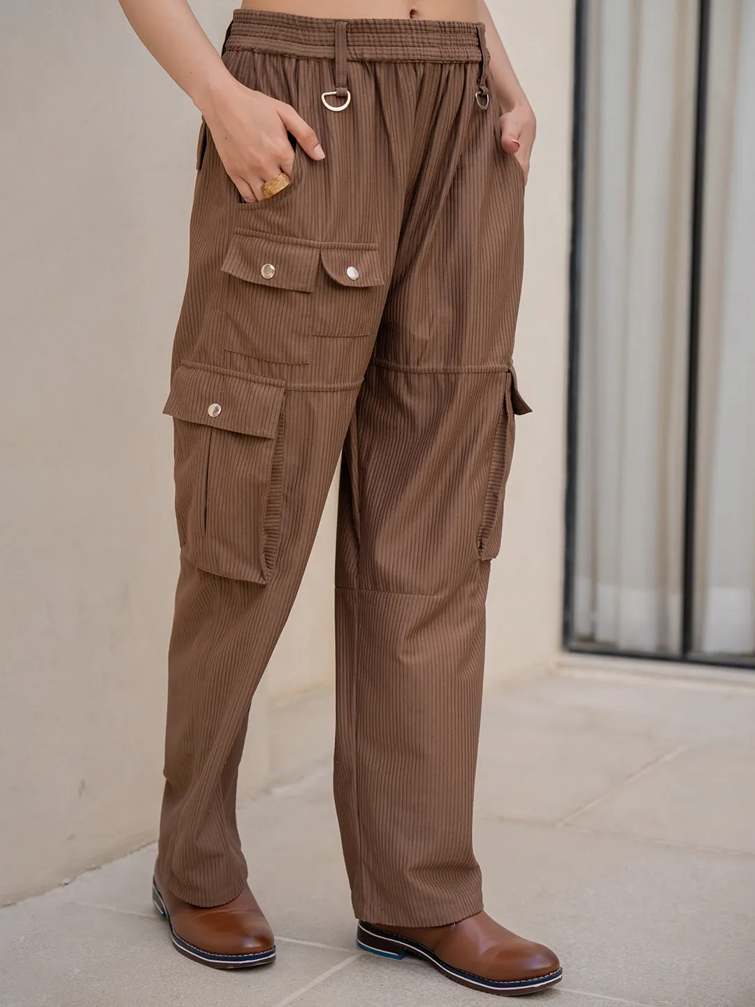 Corduroy Mocha Brown Cargo Pants