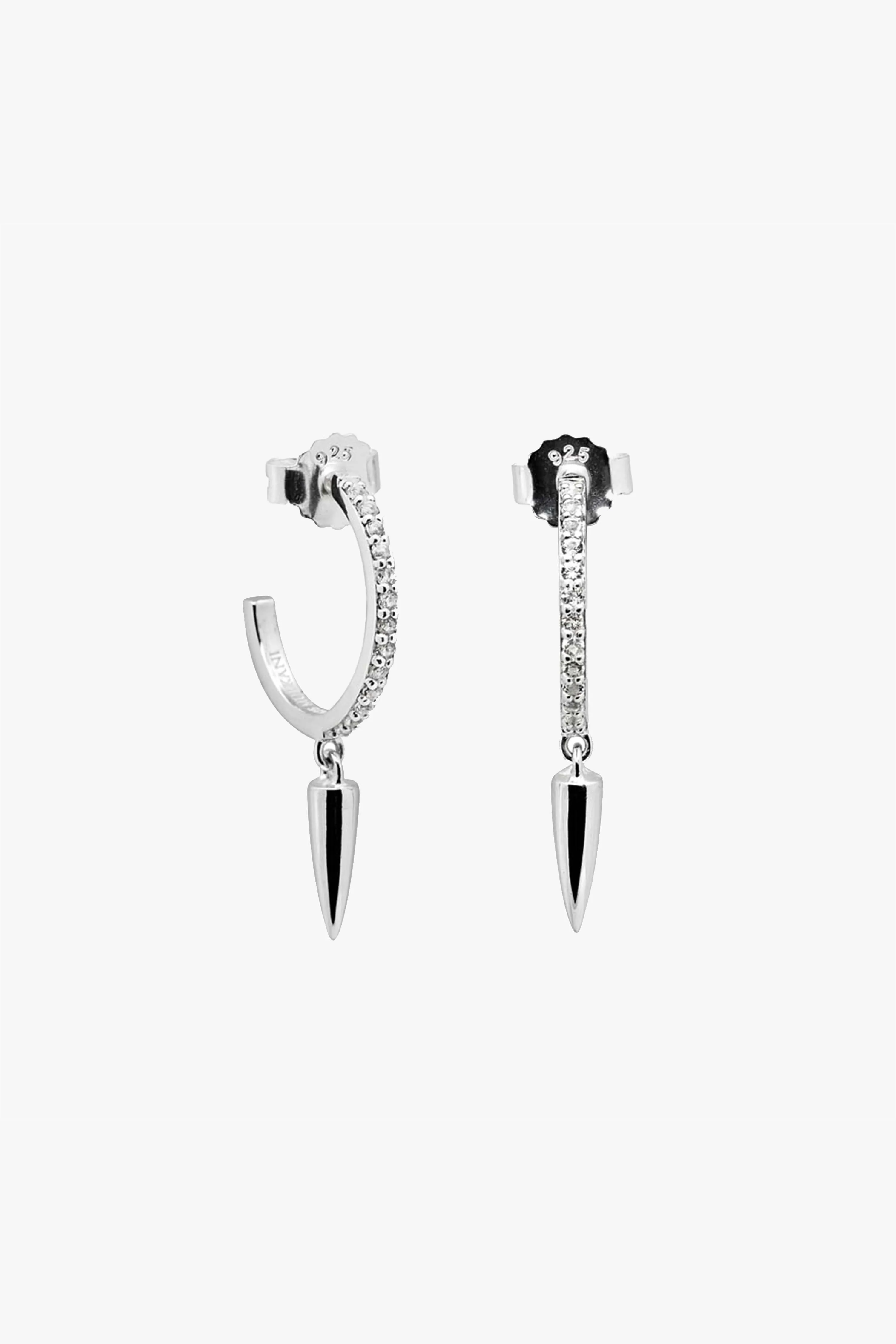 Dagger Diamante Sterling Silver Hoop EOL Earrings