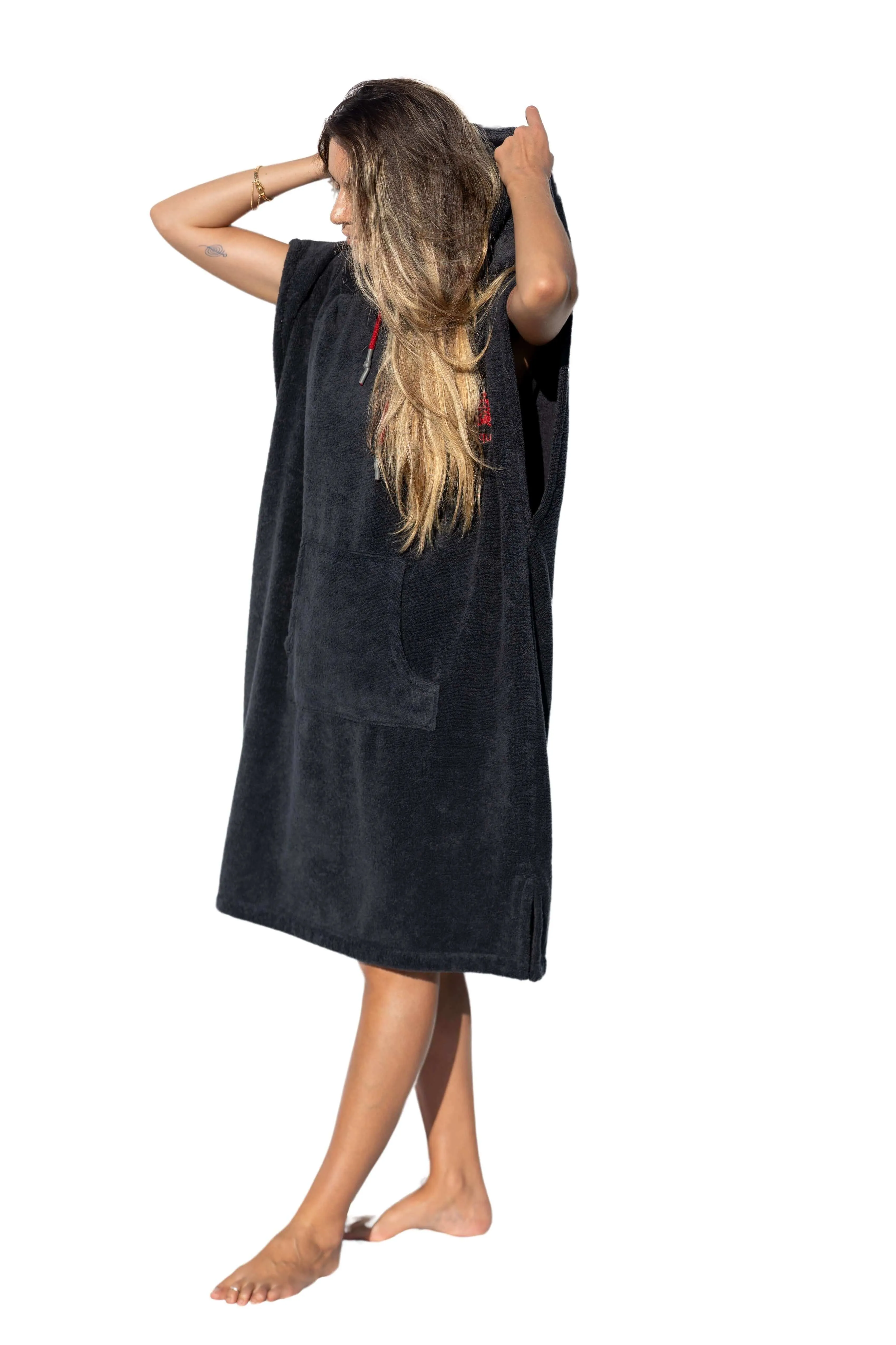 Dark Gray Surf Poncho - Medium Size - Cotton - sleeveless