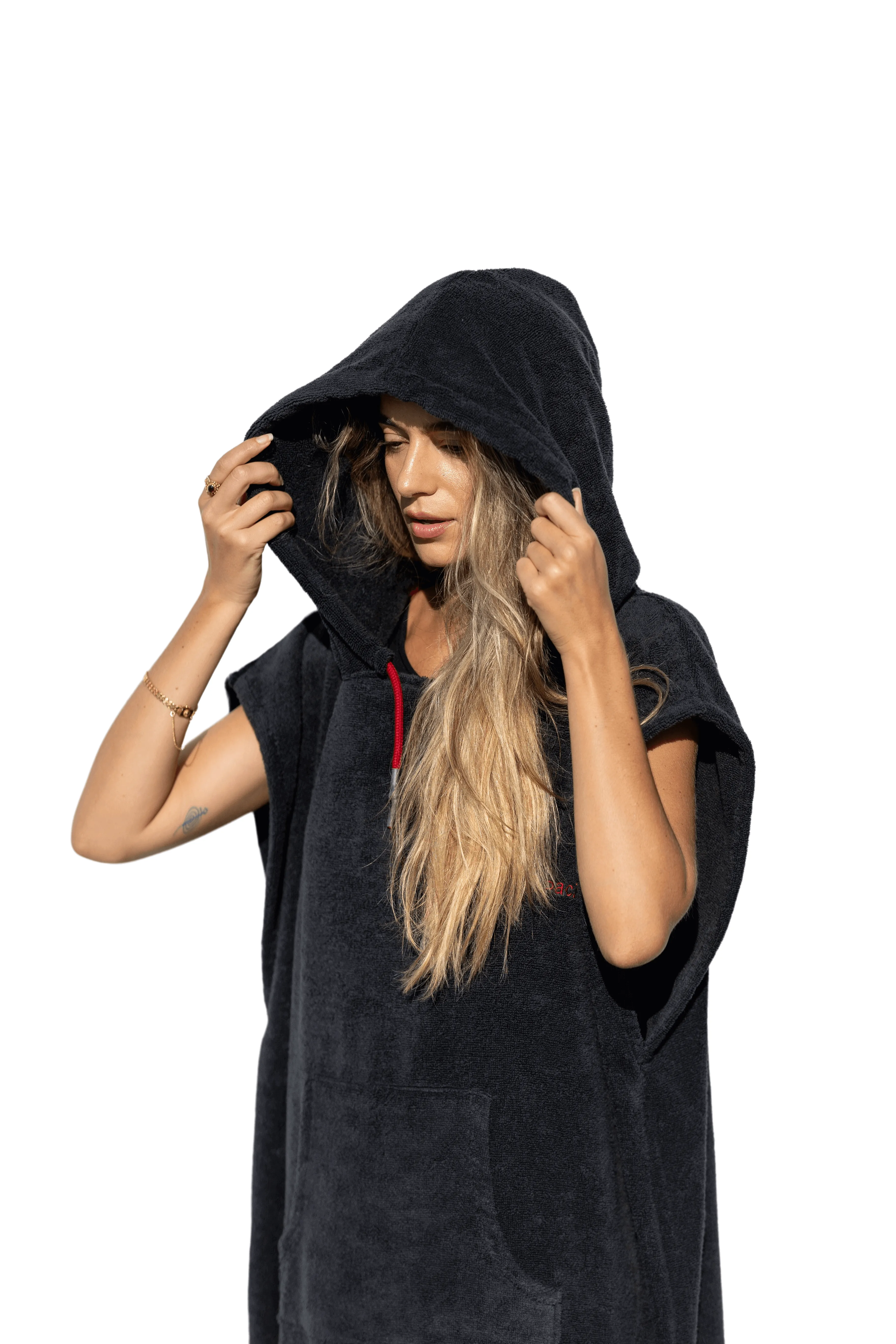 Dark Gray Surf Poncho - Medium Size - Cotton - sleeveless