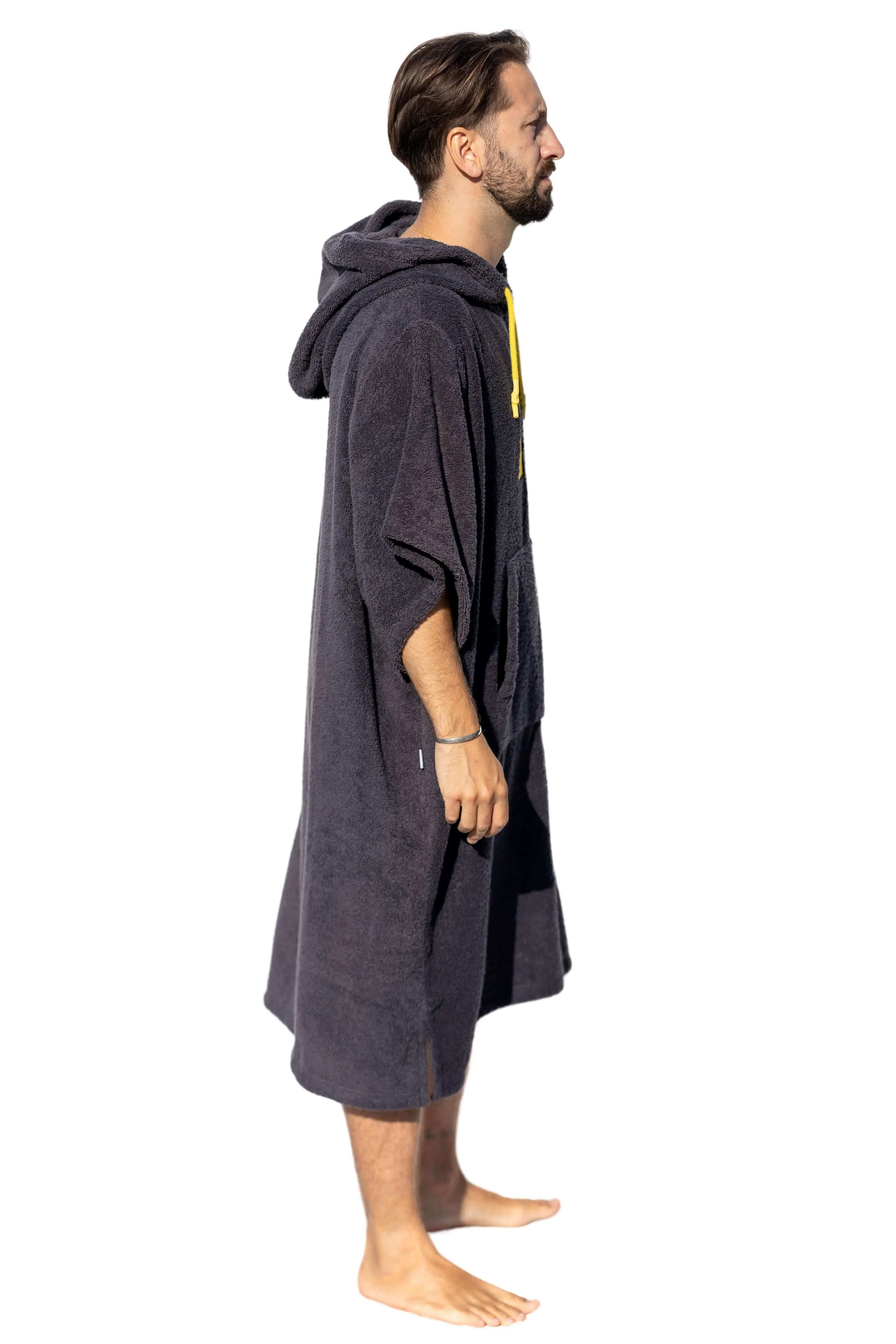 Dark Gray Surf Poncho - One Size - Cotton - with sleeves