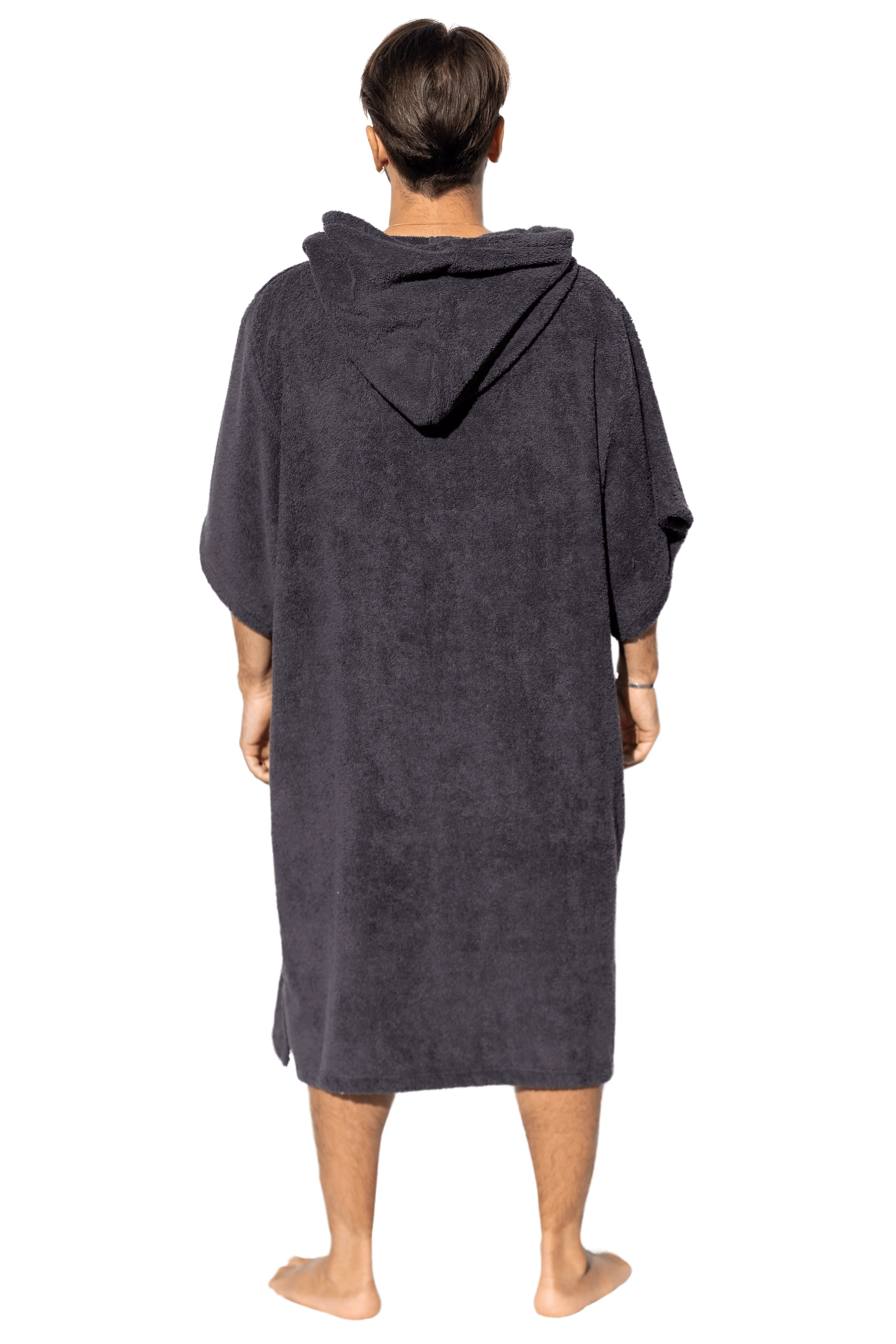 Dark Gray Surf Poncho - One Size - Cotton - with sleeves