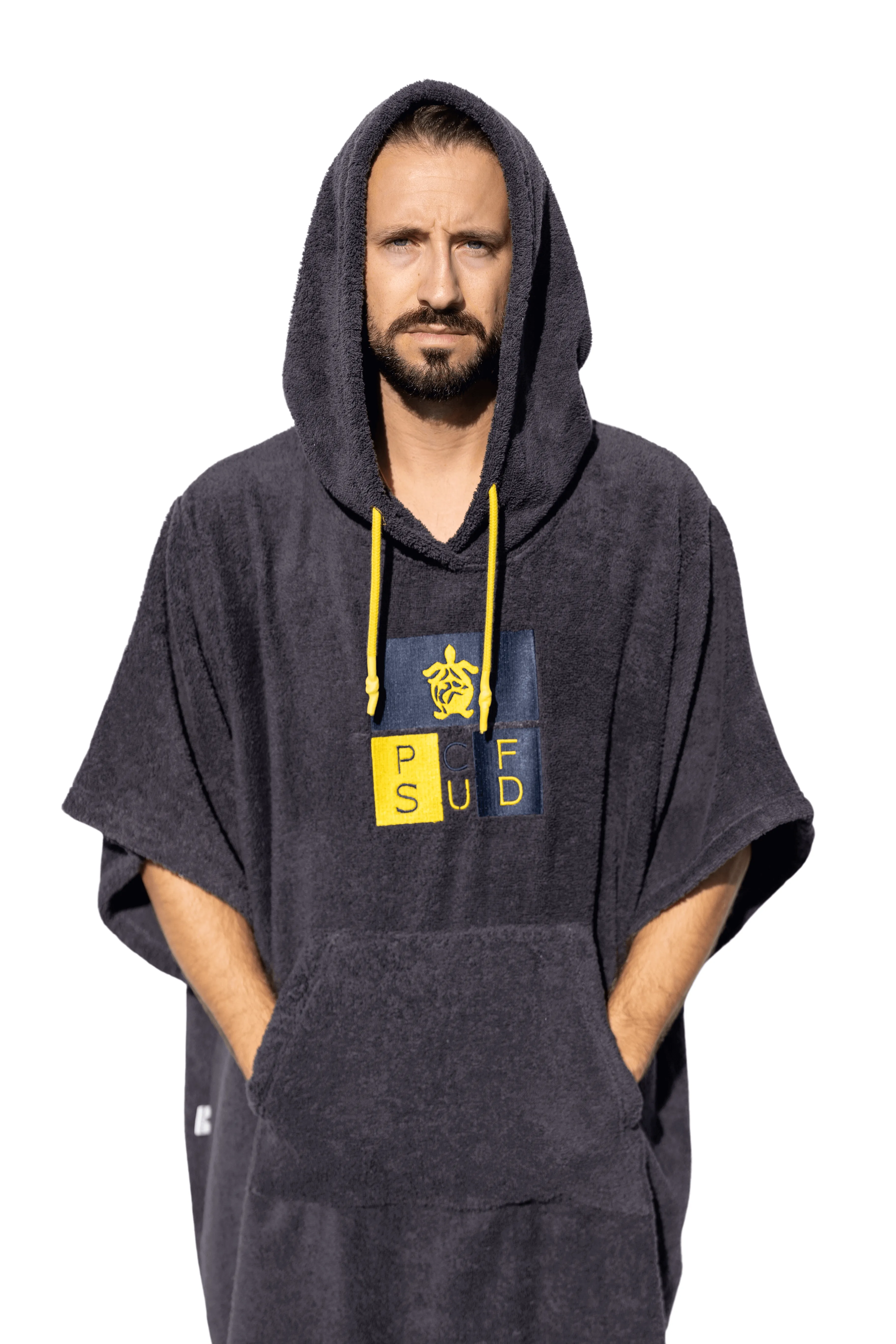 Dark Gray Surf Poncho - One Size - Cotton - with sleeves