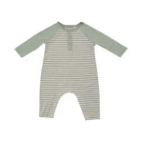 Desert Sage Stripe Raglan Henley Romper