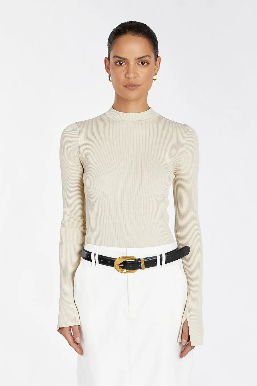 DONNA STONE SLEEVED KNIT TOP