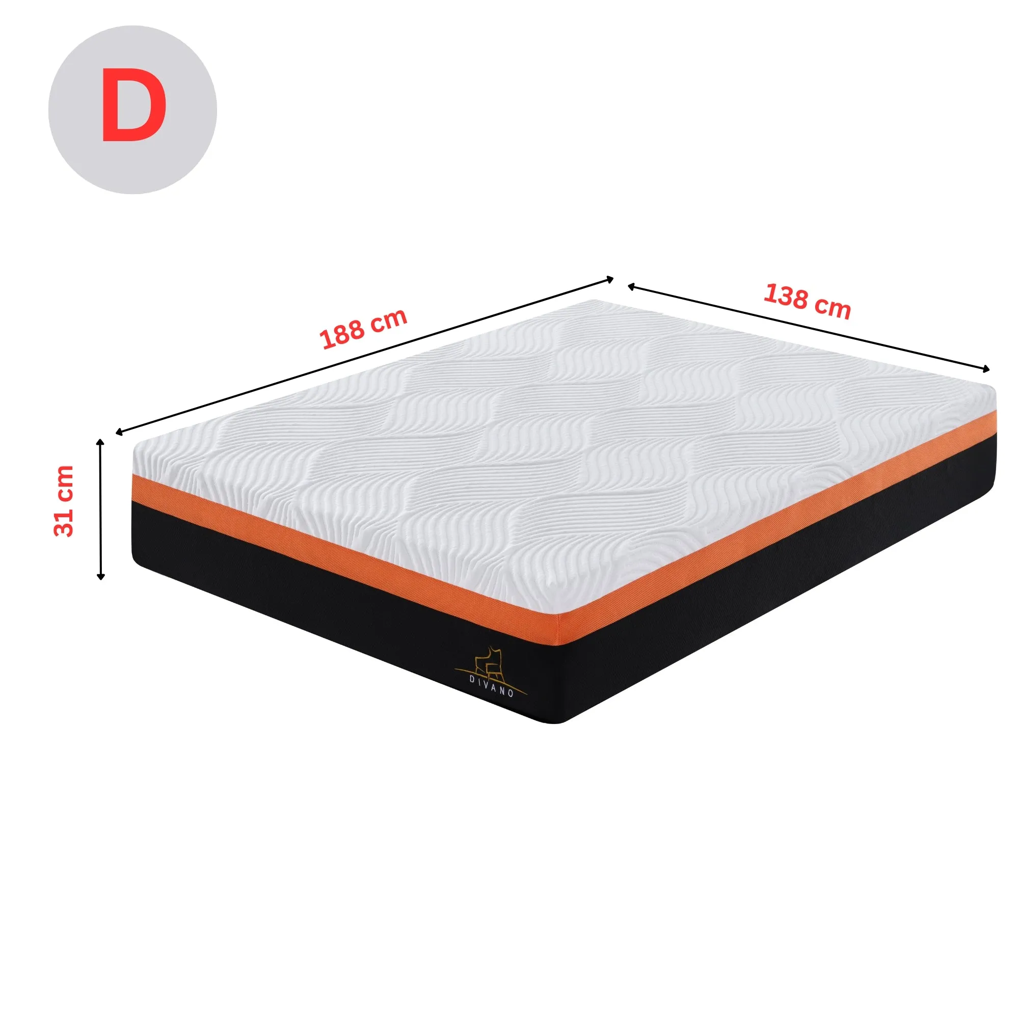 Double Memory Foam Mattress, Medium-Firm, 31cm, Certipur-US