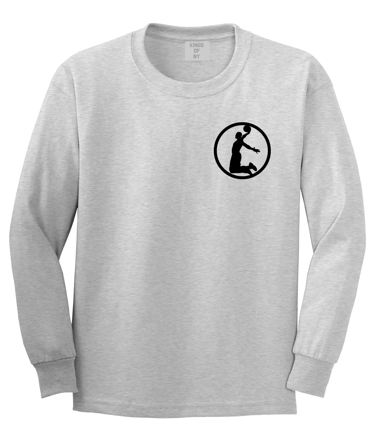 Dunk Basketball Player Circle Chest Mens Long Sleeve T-Shirt