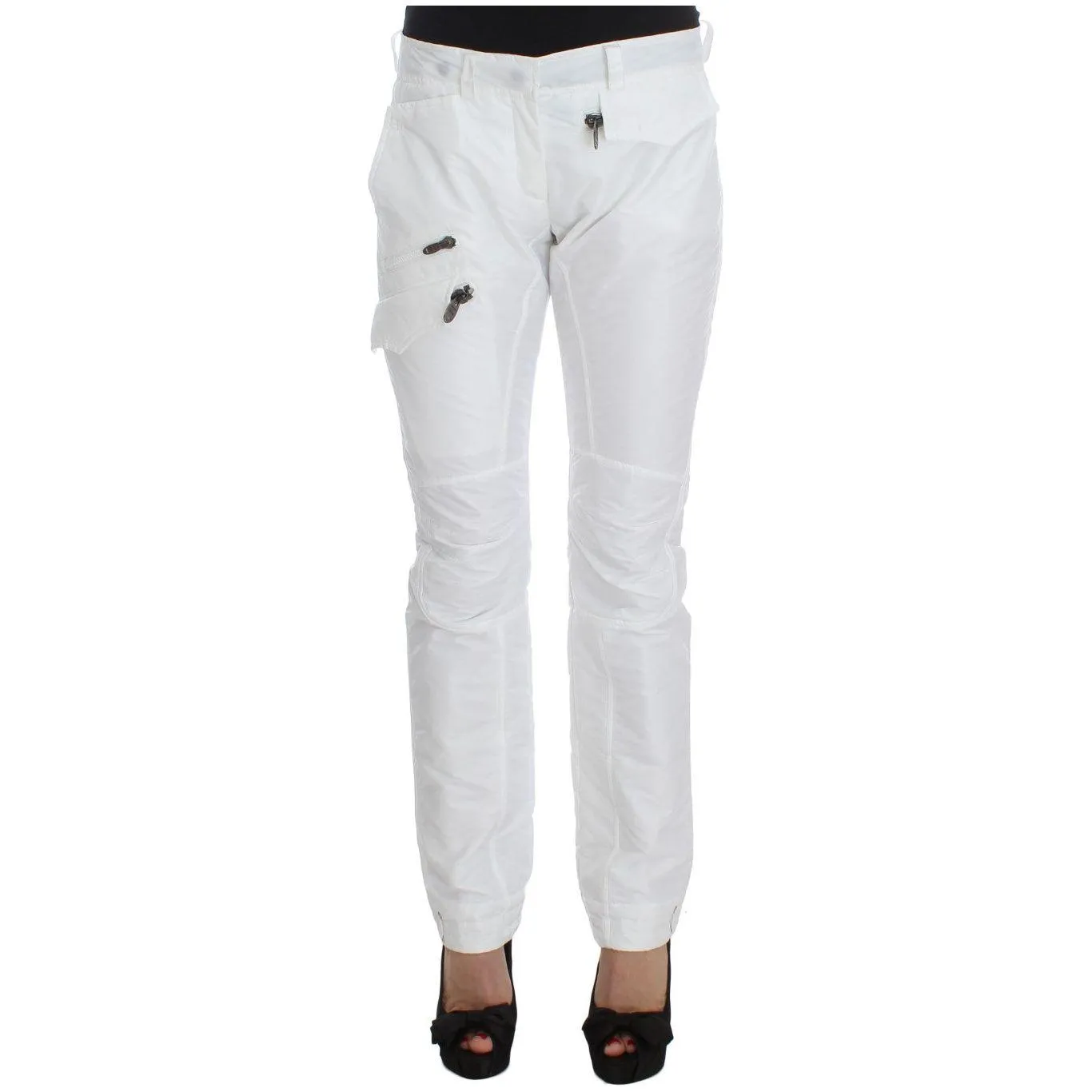 Ermanno Scervino Chic White Nylon Cargo Pants by Italian Designer