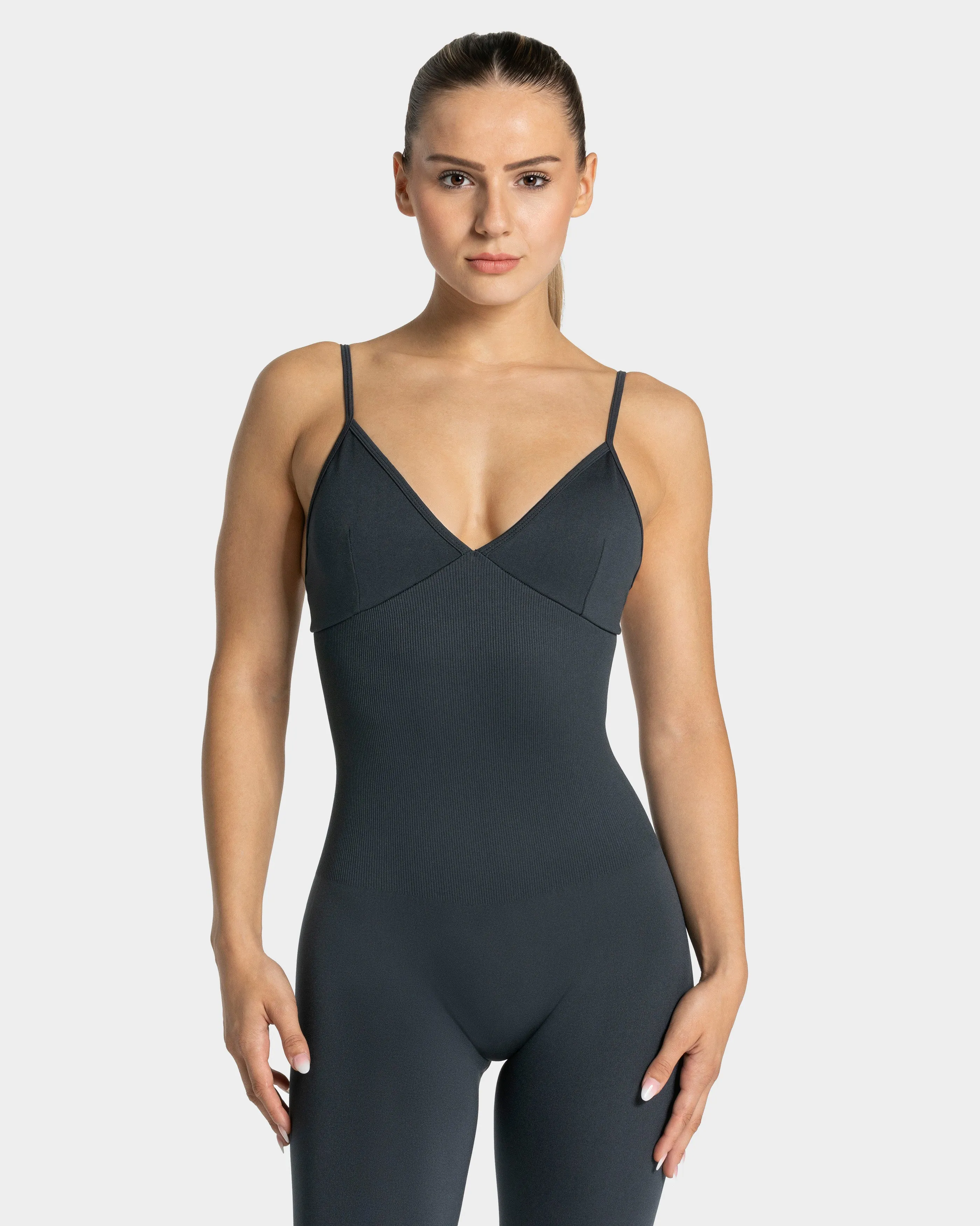 Essence V-Back Covert Scrunch Jumpsuit "Ebony"