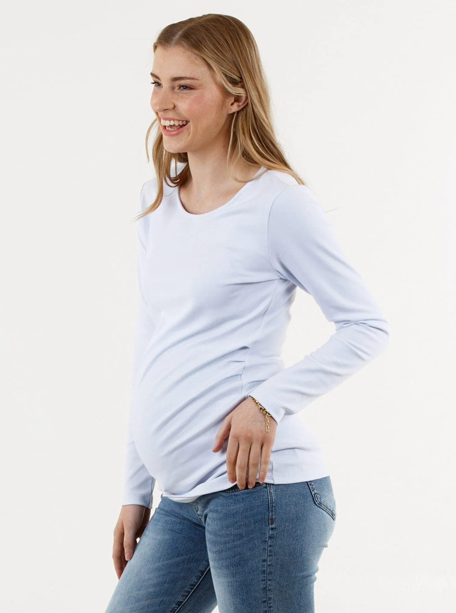 Essential Maternity Long Sleeve Tee in White