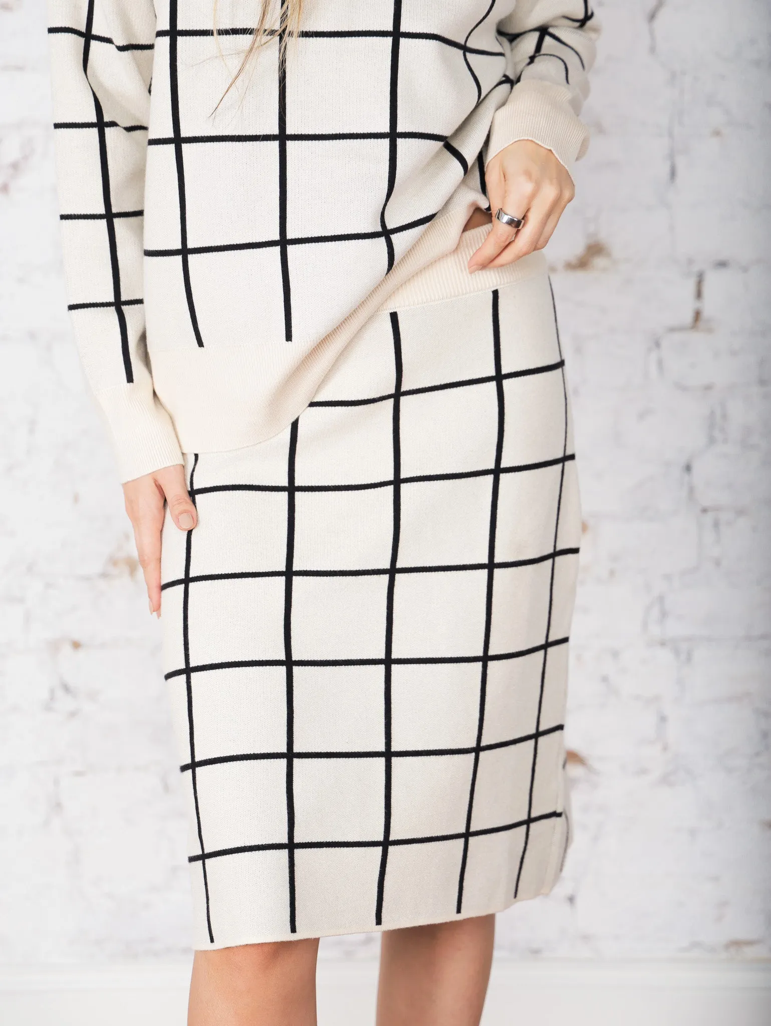 Fabiola Checkered Midi Skirt