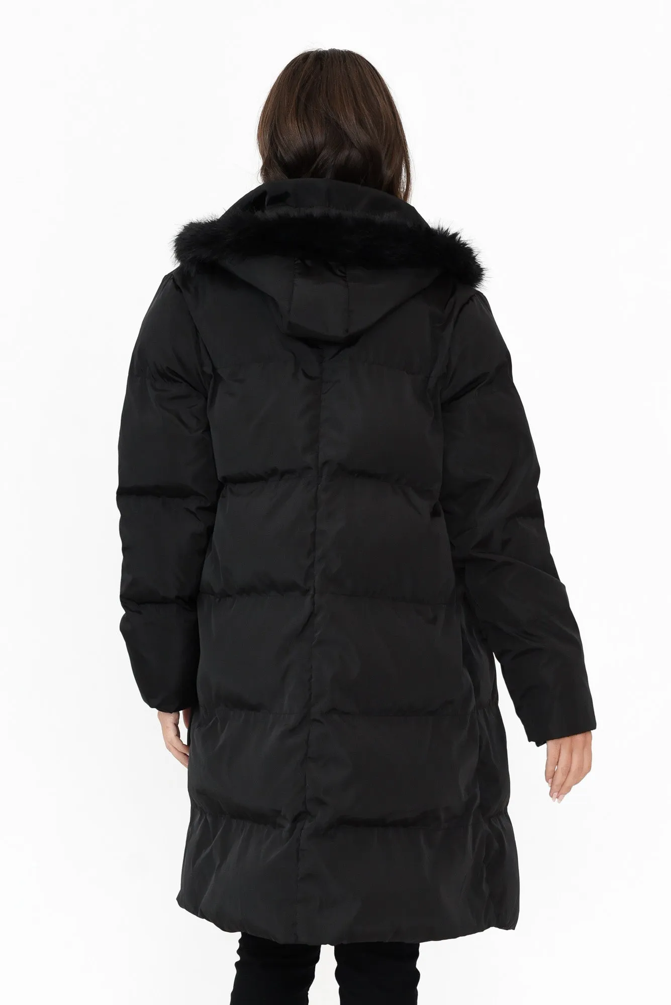 Faye Black Faux Fur Puffer Jacket