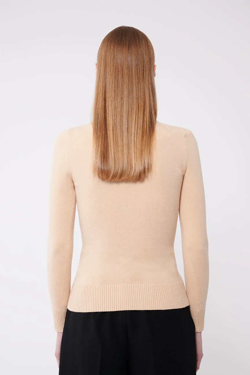 Fieno Nude Peachskin Long Sleeve Crew Neck