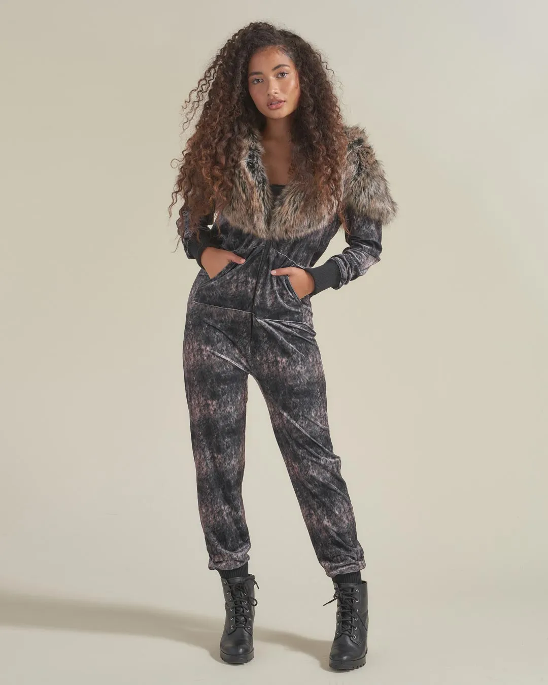 Grazer Wolf Artist Edition Faux Fur Animal Onesie | Women's