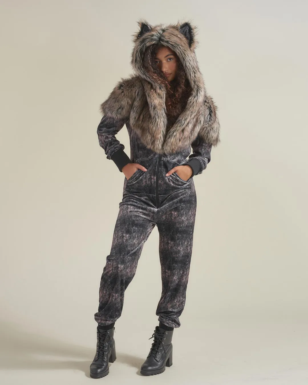 Grazer Wolf Artist Edition Faux Fur Animal Onesie | Women's