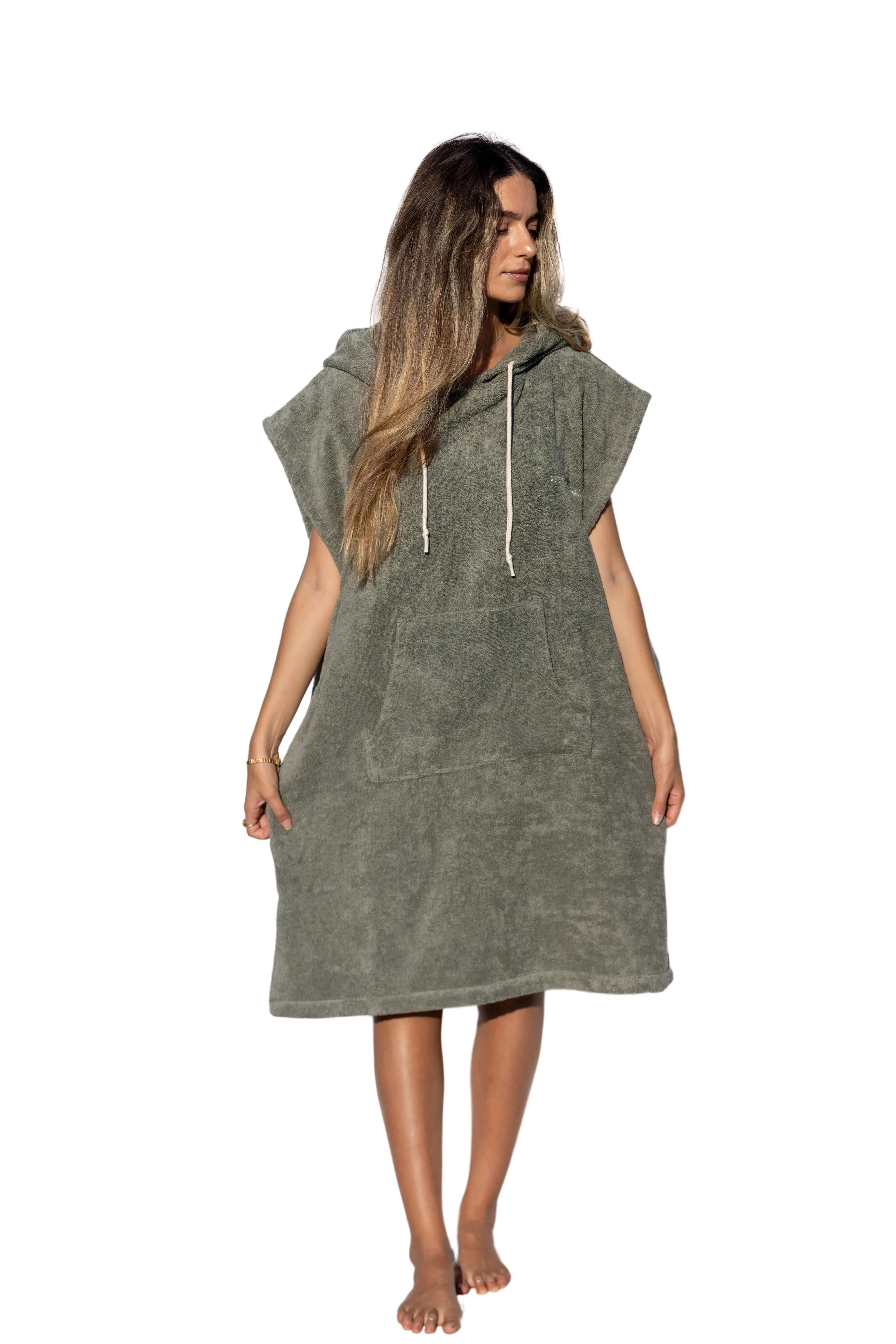 Green Surf Poncho - Medium Size - Cotton - sleeveless