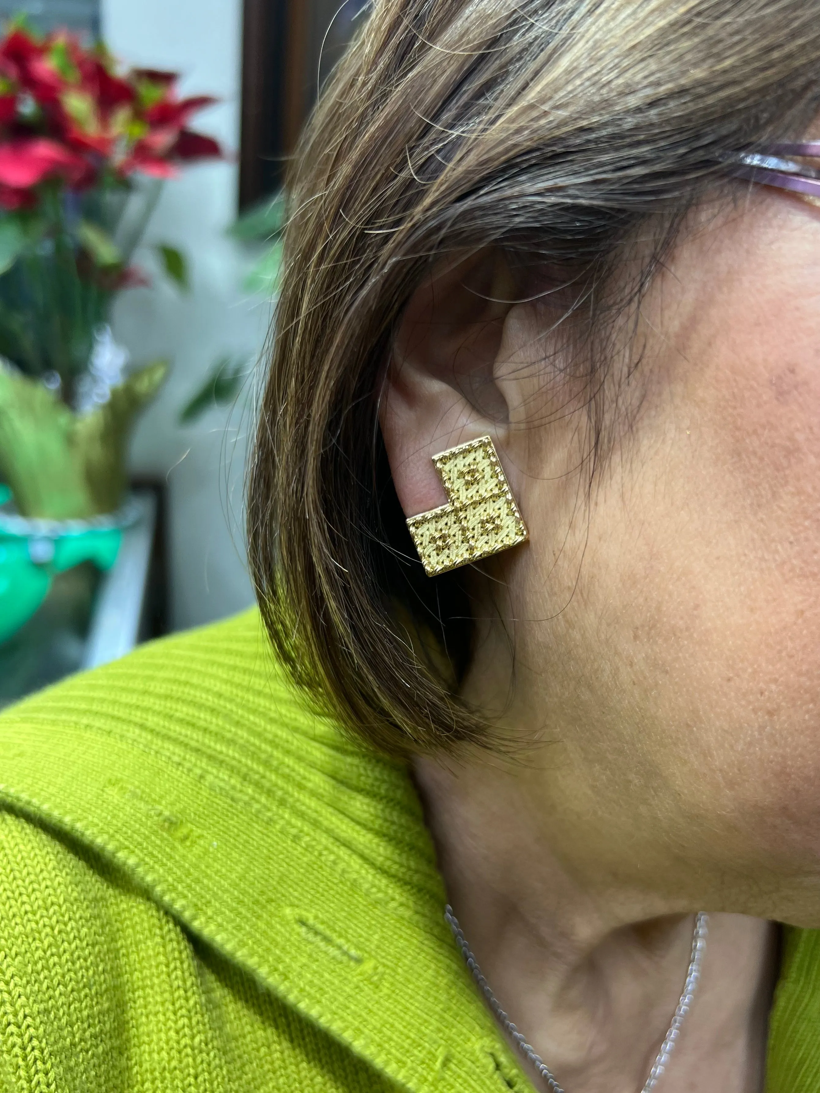 Gubelin Handcrafted Woven Yellow Gold Clip On Earrings