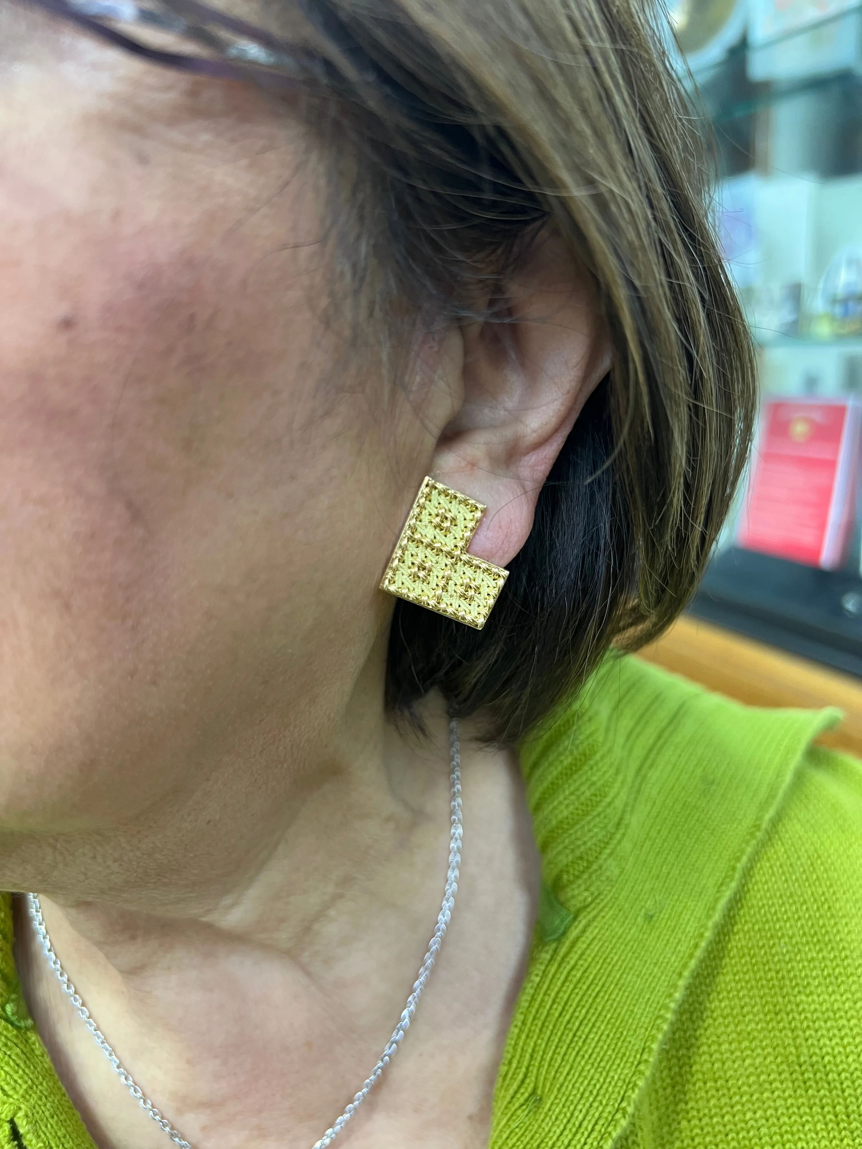 Gubelin Handcrafted Woven Yellow Gold Clip On Earrings