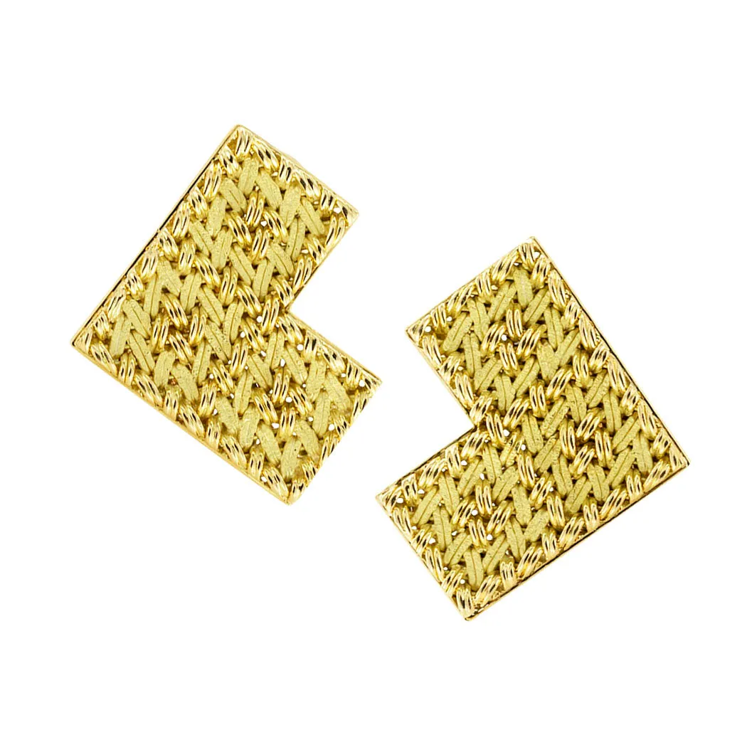 Gubelin Handcrafted Woven Yellow Gold Clip On Earrings