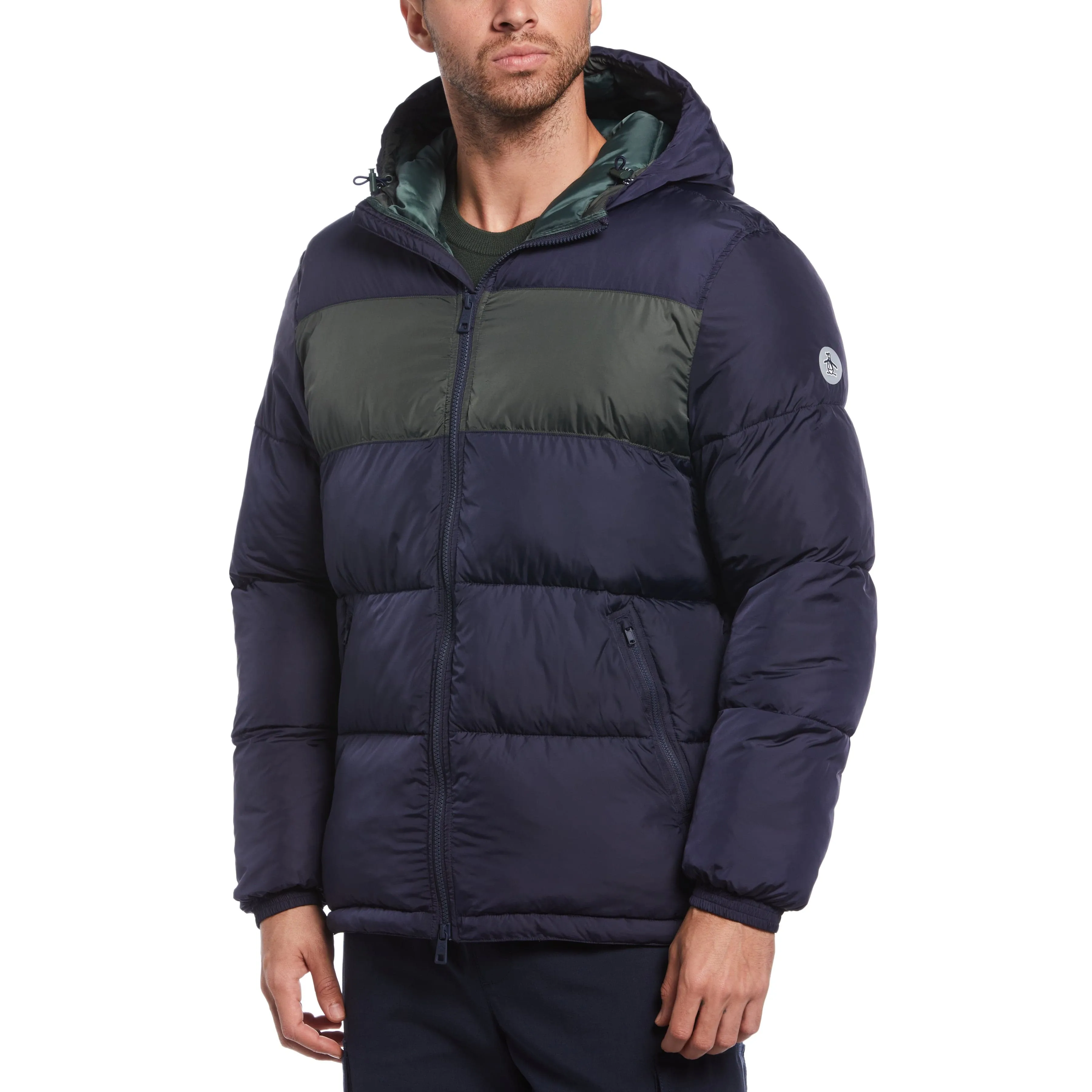 Heavyweight Color Block Hooded Puffer Jacket