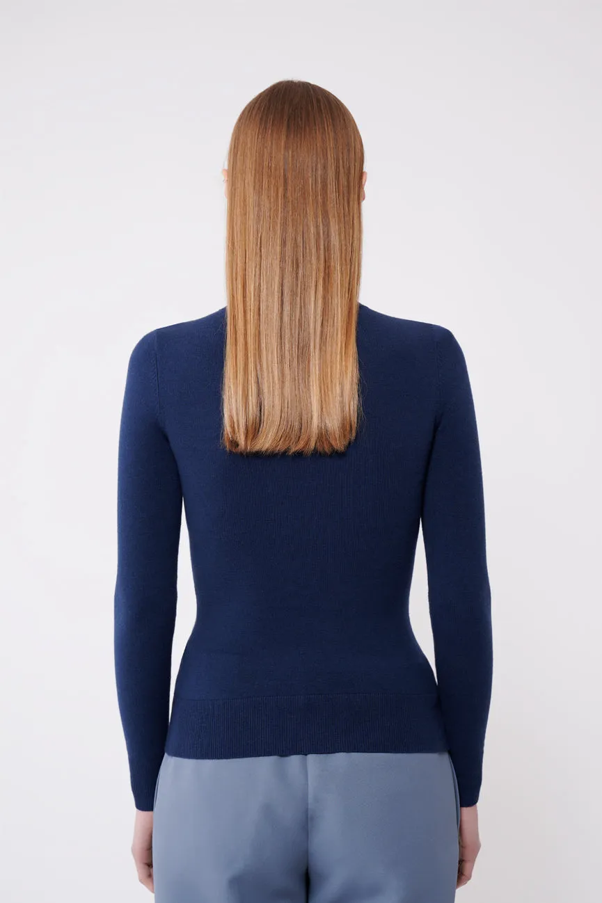 Hello Sailor Navy Peachskin Long Sleeve Turtleneck