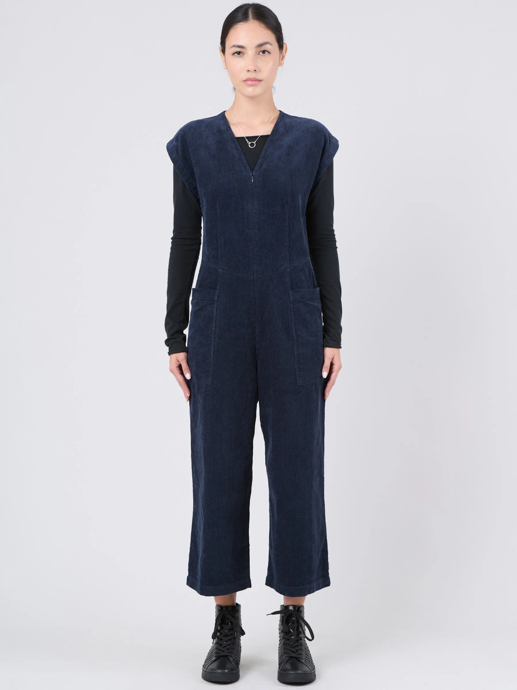 Hemp Organic Cotton Corduroy Jumpsuit with Patch Pockets