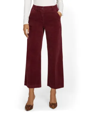 High-Waisted Corduroy Wide-Leg Capri Pant