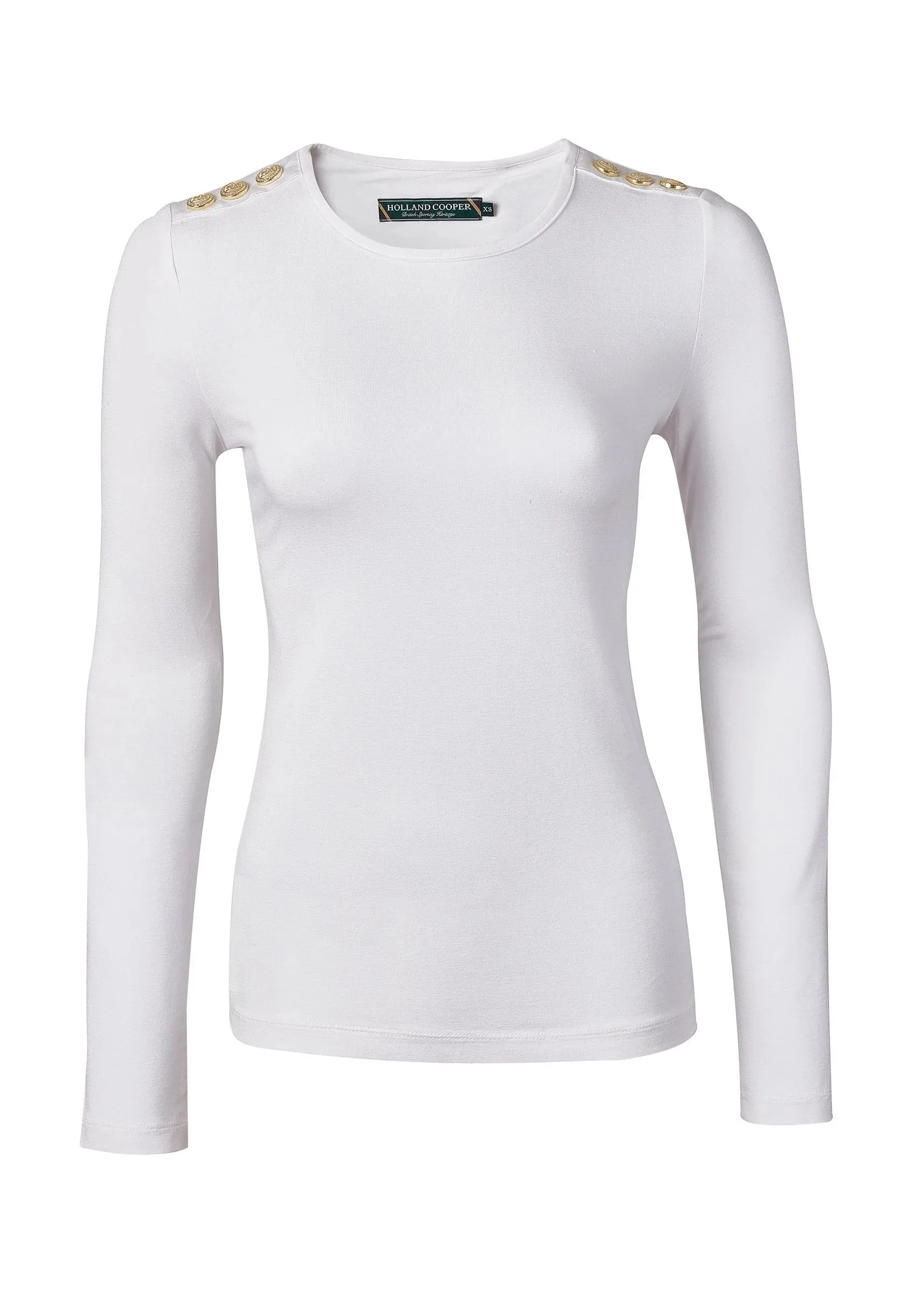 Holland Cooper Long Sleeve Crew Neck Tee in White