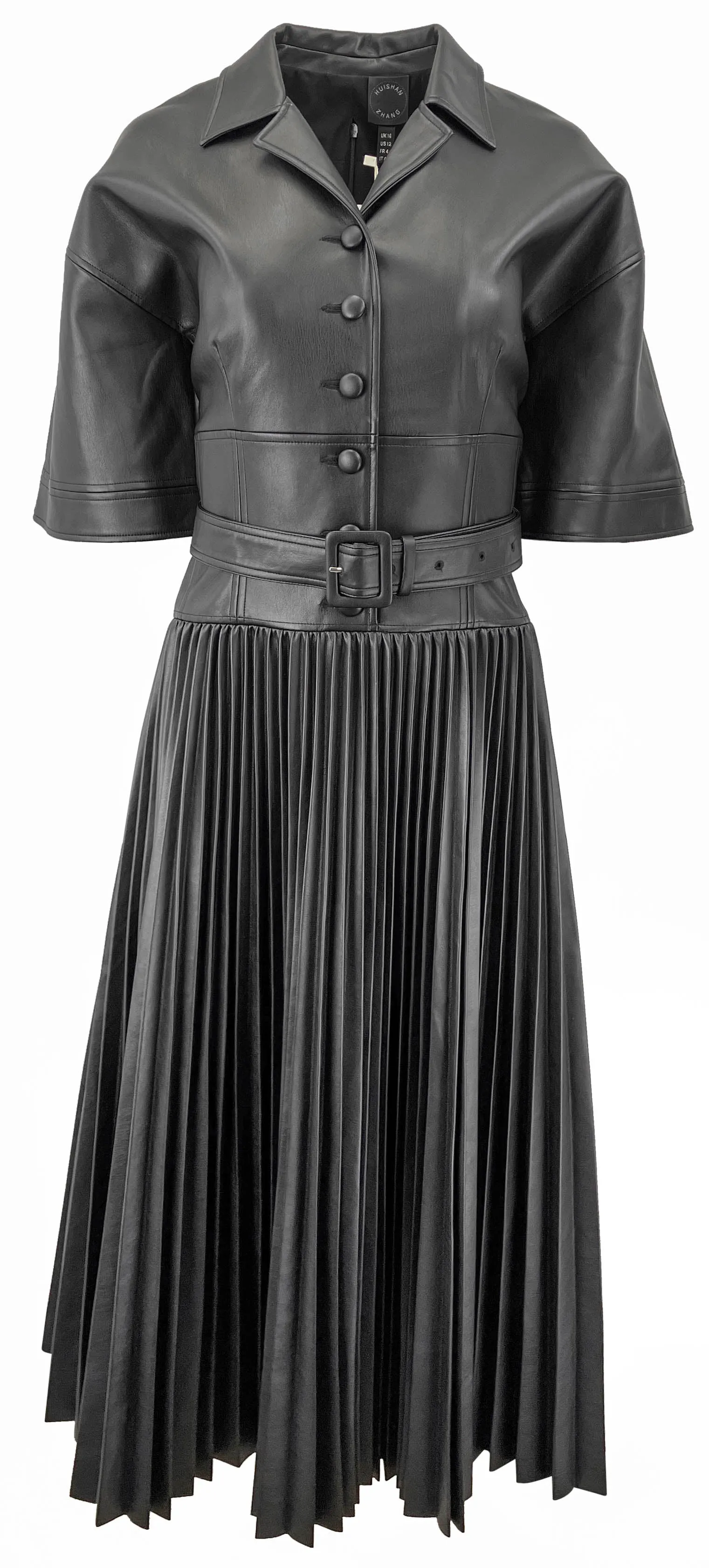 Huishan Zhang Faux Leather Dress in Black