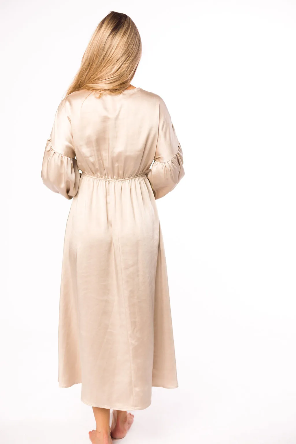 Hunter Premium *Satin* Midi Dress in Champagne - Bump Friendly