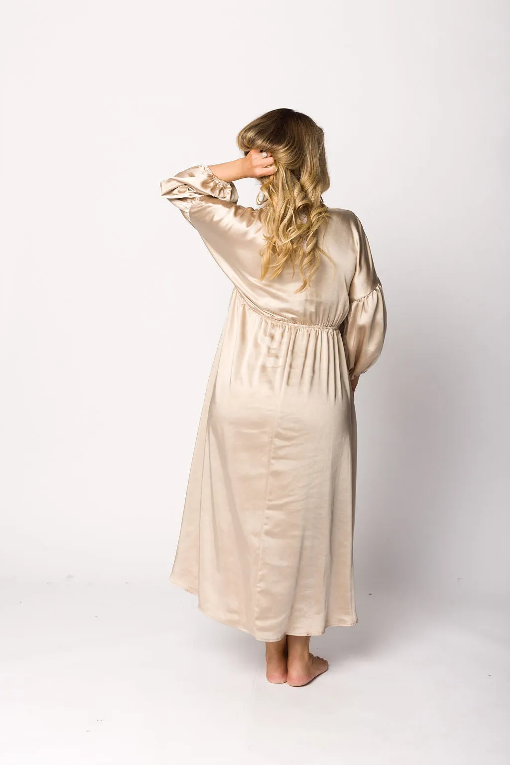 Hunter Premium *Satin* Midi Dress in Champagne - Bump Friendly