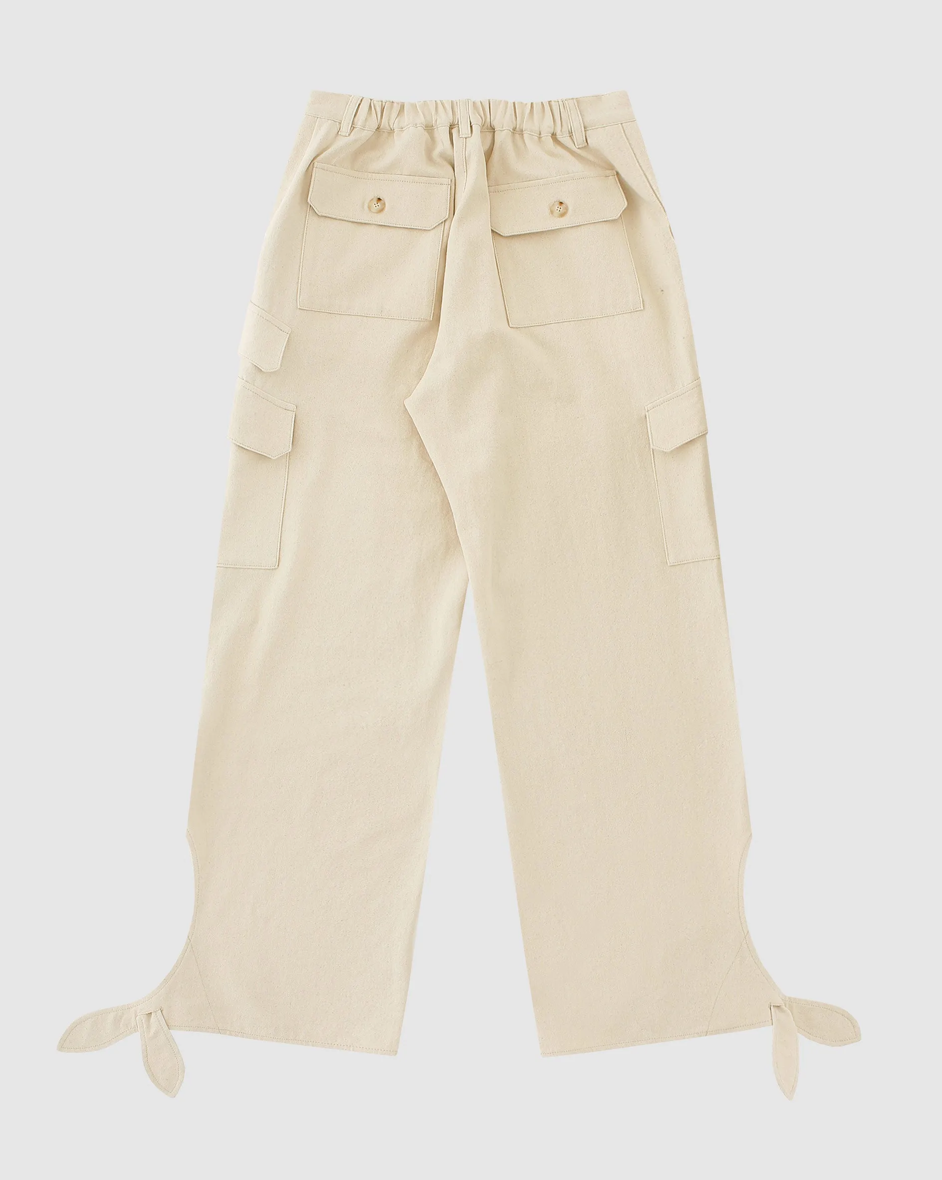 Ivory Ribbon Tie Cargo Pant