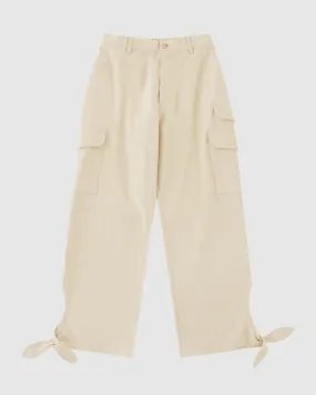 Ivory Ribbon Tie Cargo Pant