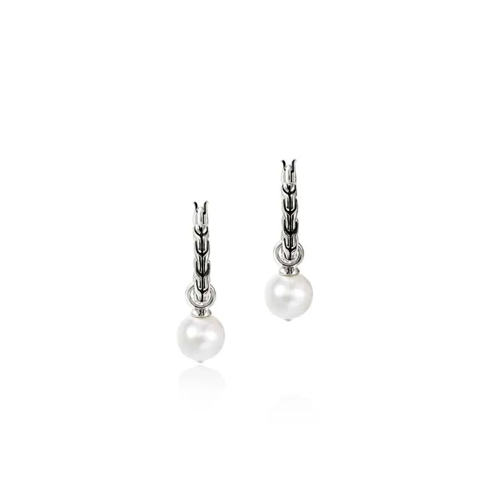 John Hardy "JH Essential" Pearl Hoop Earrings in Sterling Silver