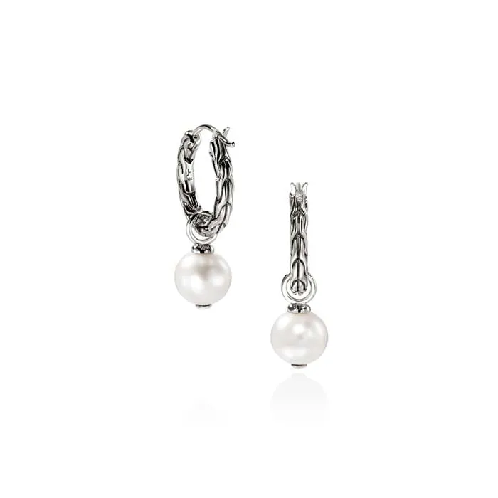 John Hardy "JH Essential" Pearl Hoop Earrings in Sterling Silver