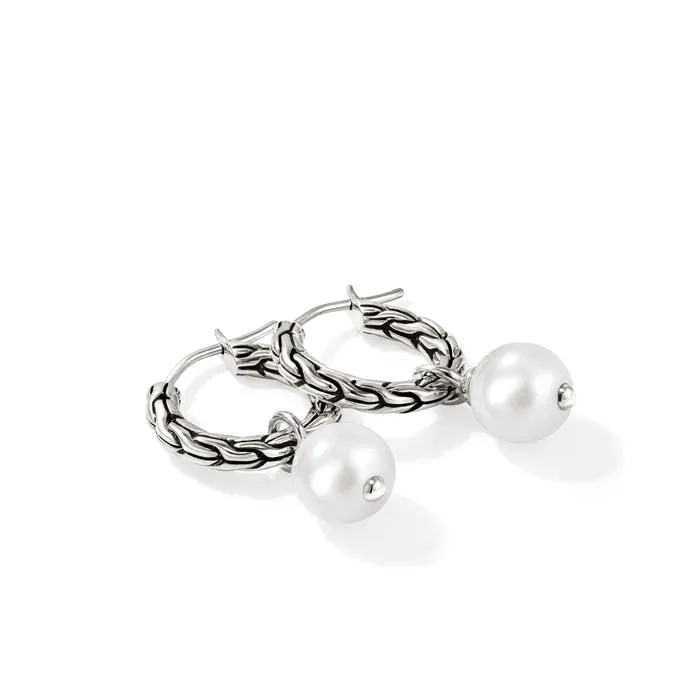 John Hardy "JH Essential" Pearl Hoop Earrings in Sterling Silver