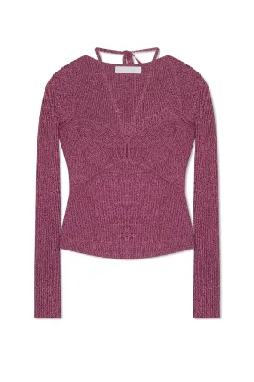 Jonathan Simkhai Alexia Marled Compact Rib Sweetheart Knit Top - Mulberry Multi