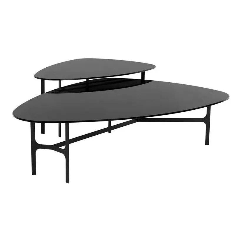 Kiernan Coffee Table With Black Glass Top And Metal Frame