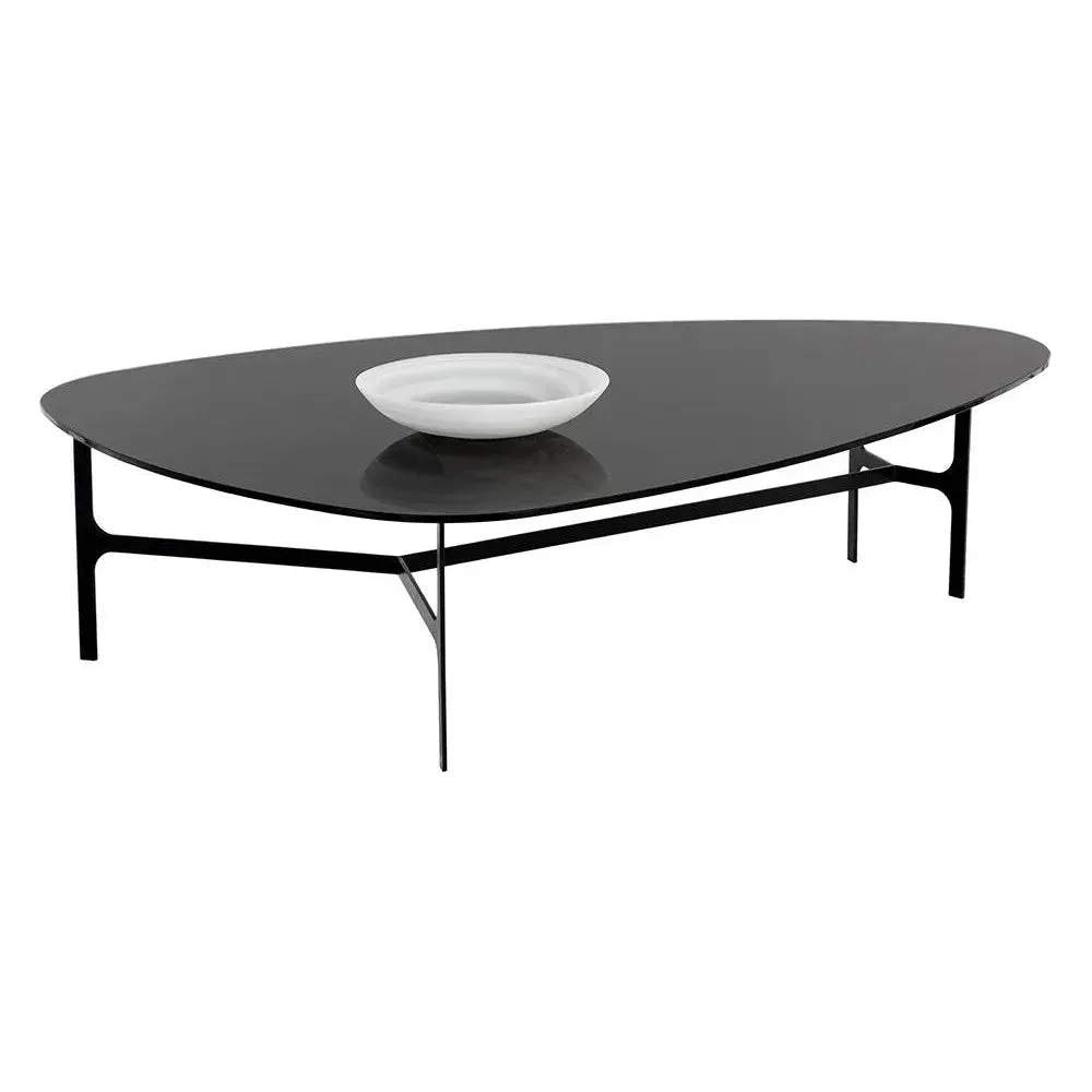 Kiernan Coffee Table With Black Glass Top And Metal Frame