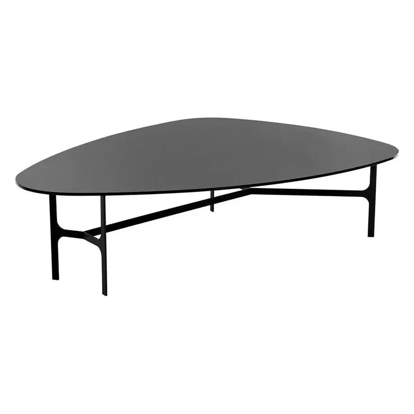 Kiernan Coffee Table With Black Glass Top And Metal Frame