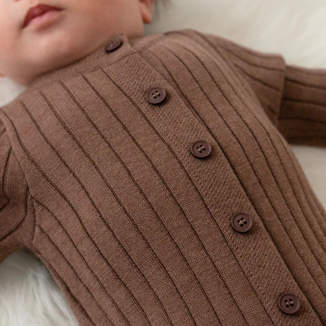 Knit Bamboo Romper - Walnut