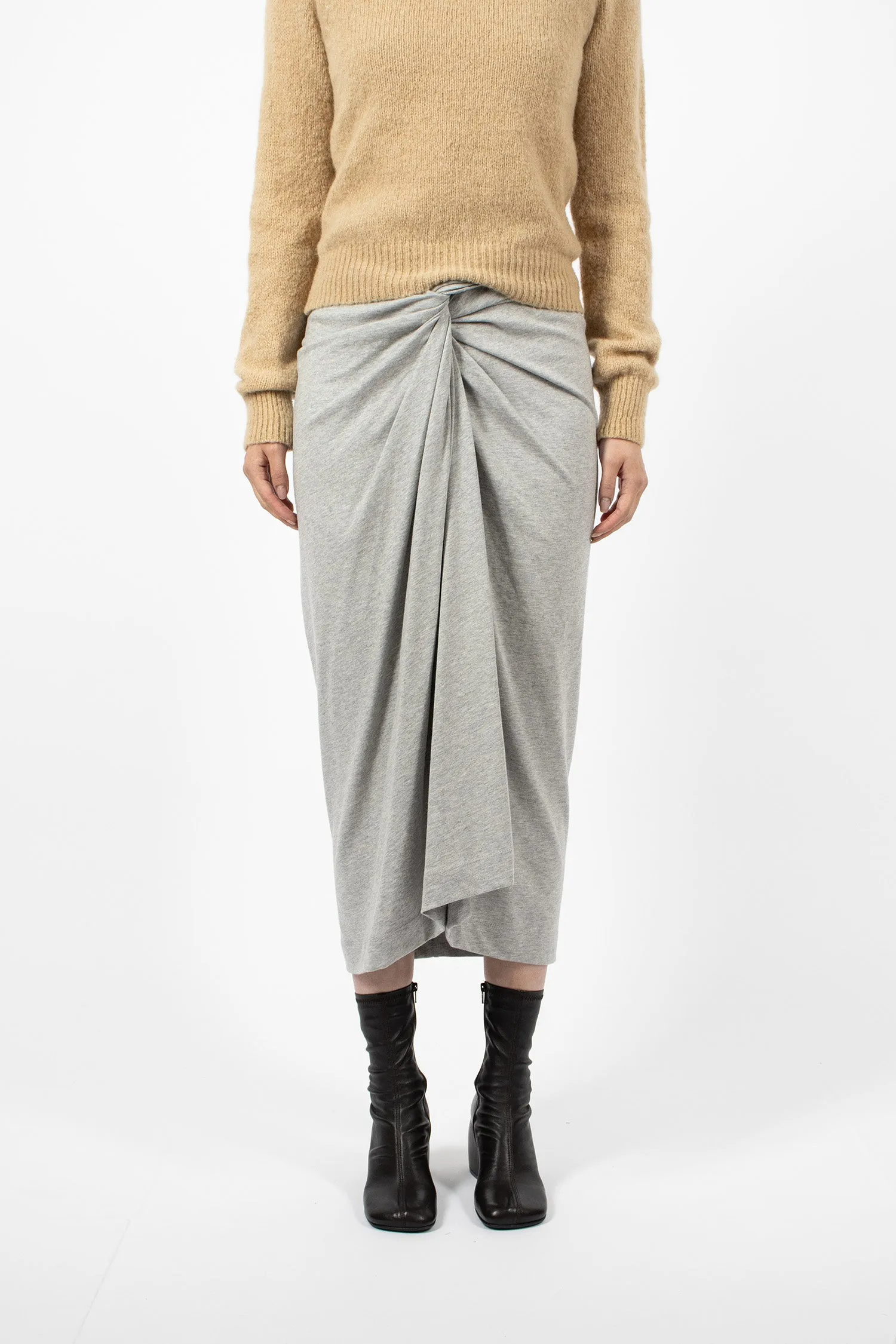 Knotted Jersey Skirt Grey Melange