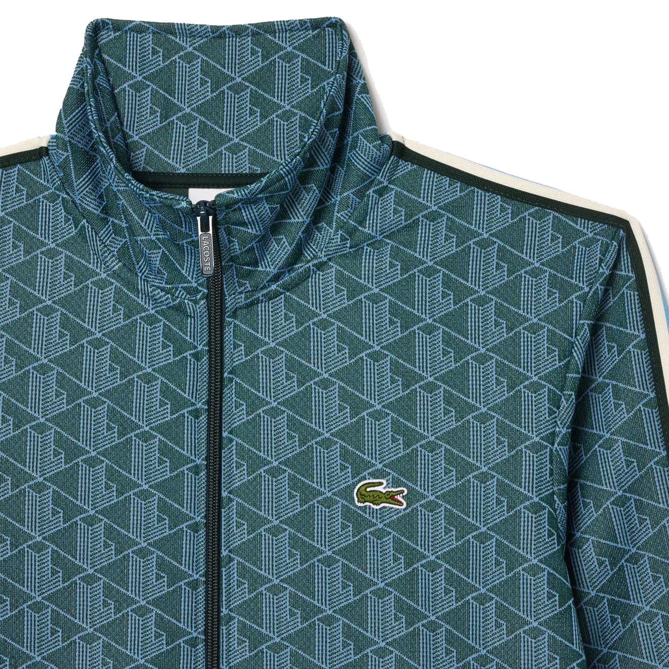 Lacoste Paris Zip-Up Jacquard Track Jacket Green / Blue