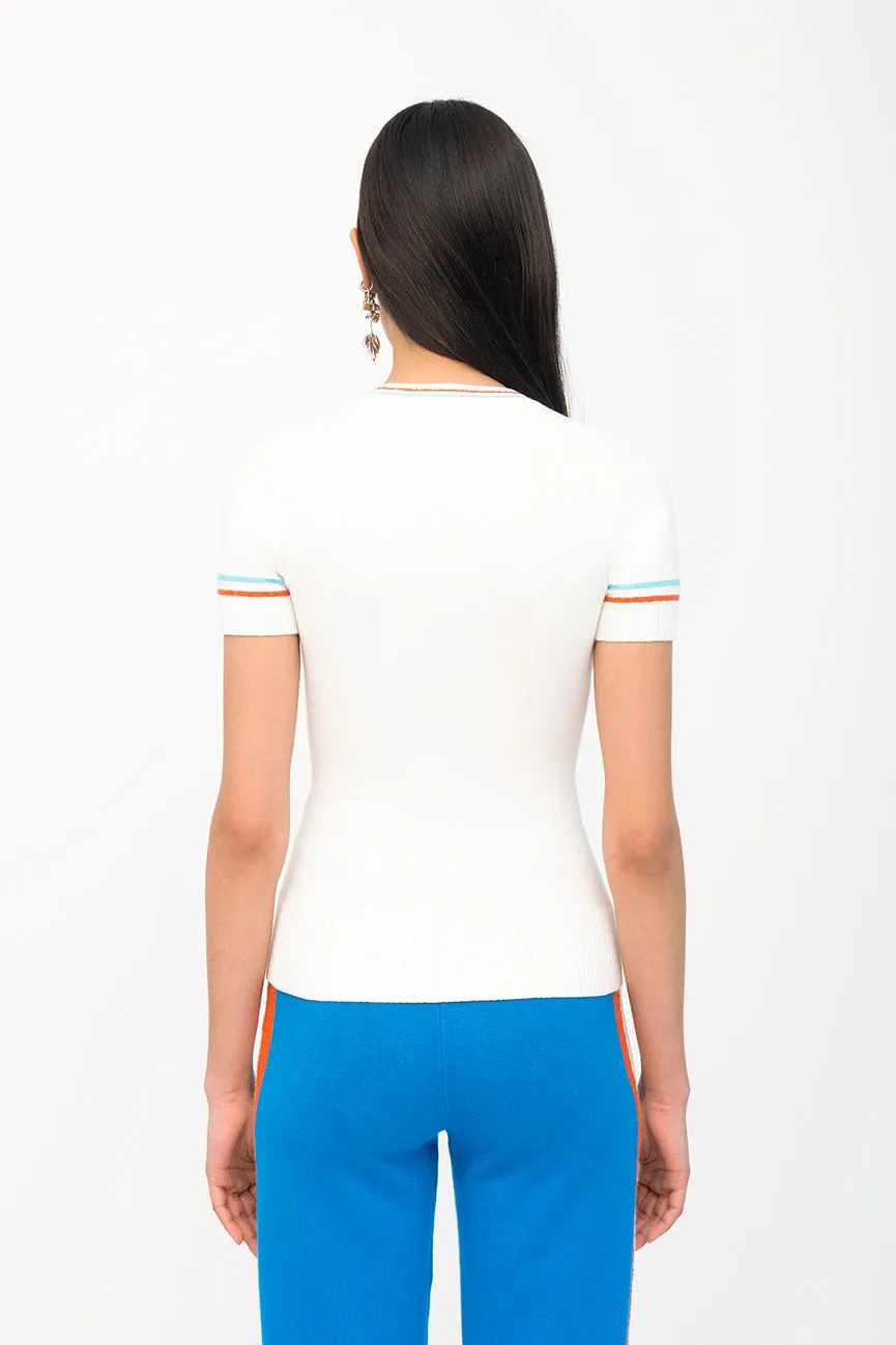 Laser White Peachskin Short Sleeve Crew Neck