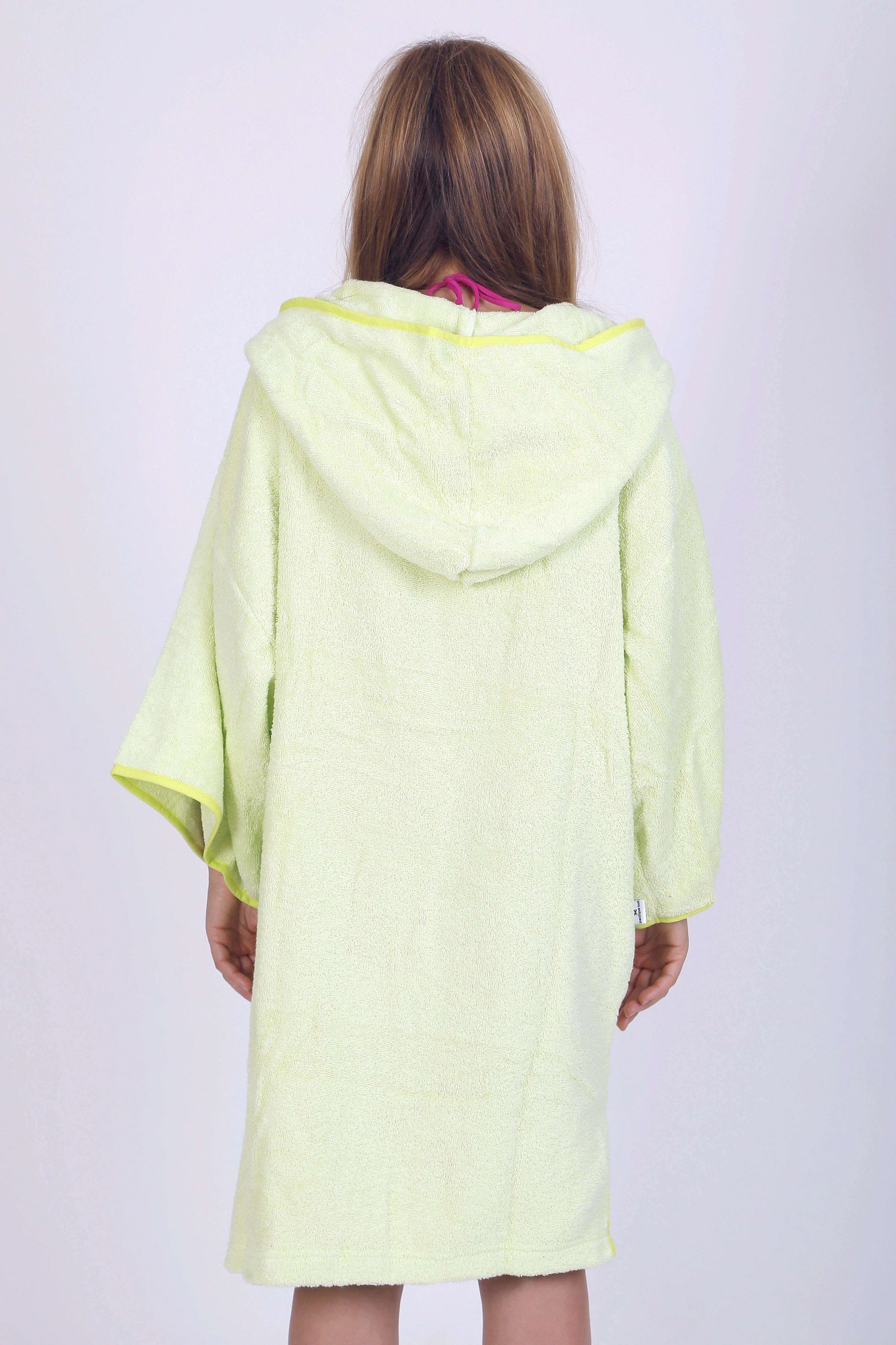 Lime Green Surf Poncho - One Size - Cotton - with sleeves