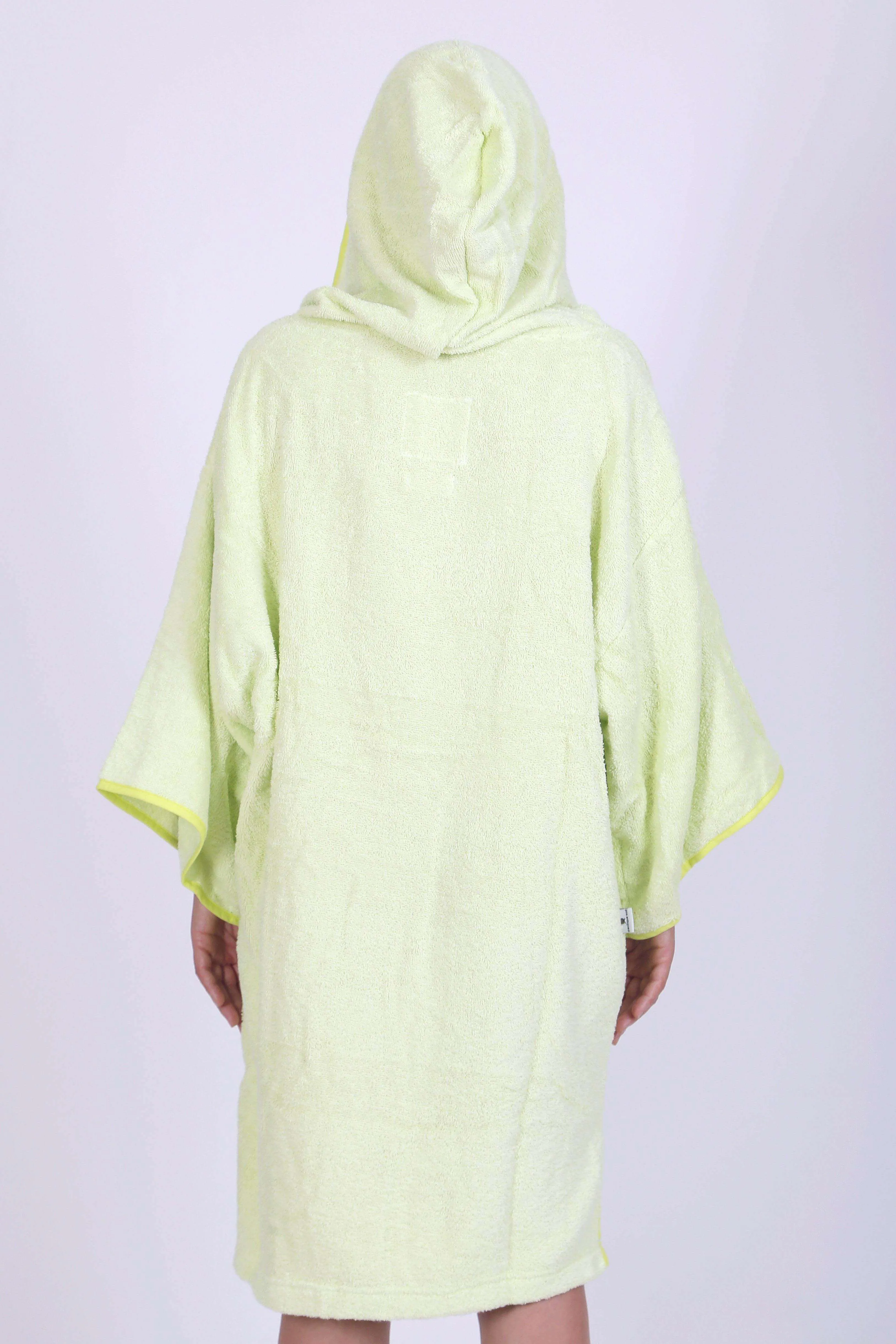 Lime Green Surf Poncho - One Size - Cotton - with sleeves