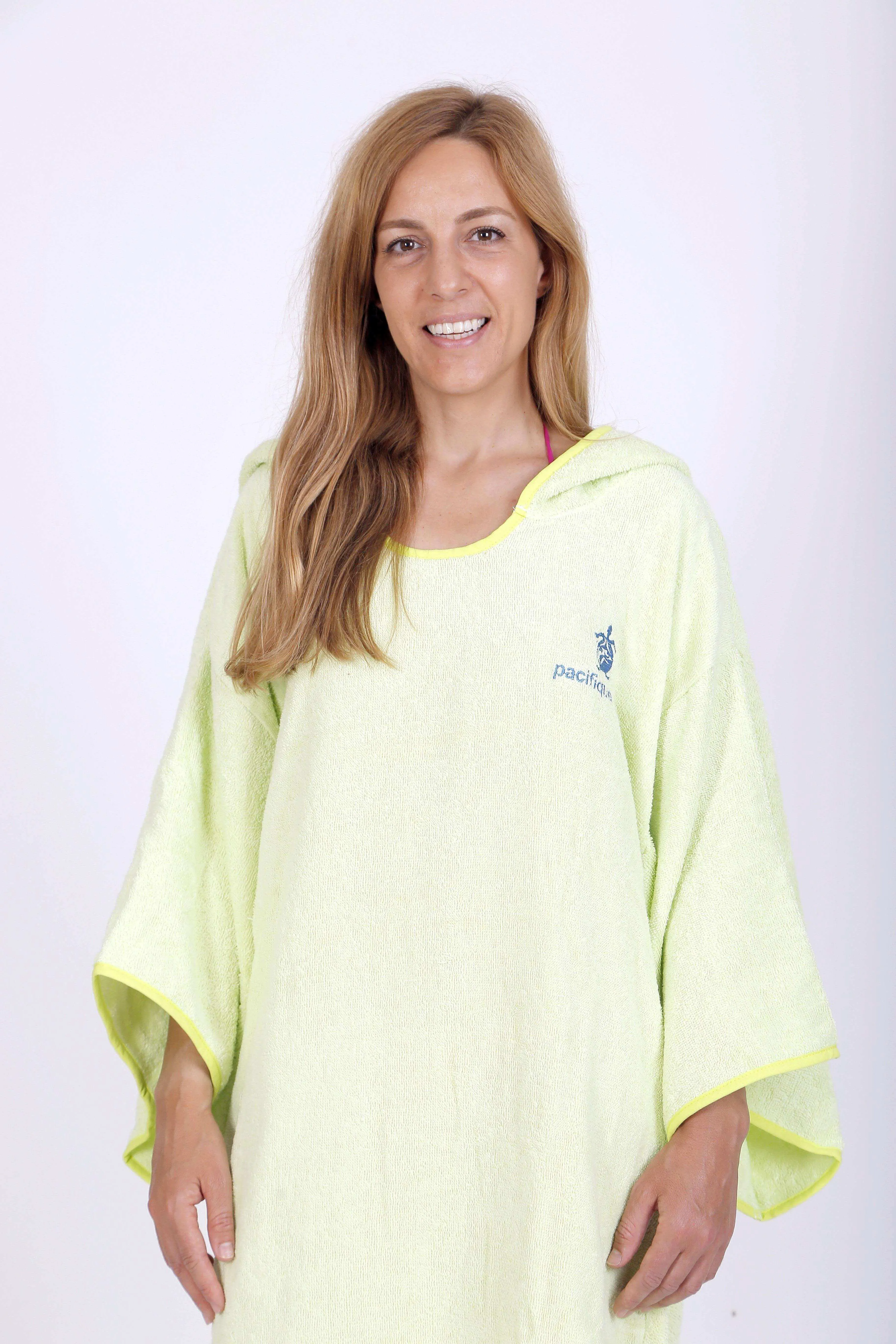 Lime Green Surf Poncho - One Size - Cotton - with sleeves