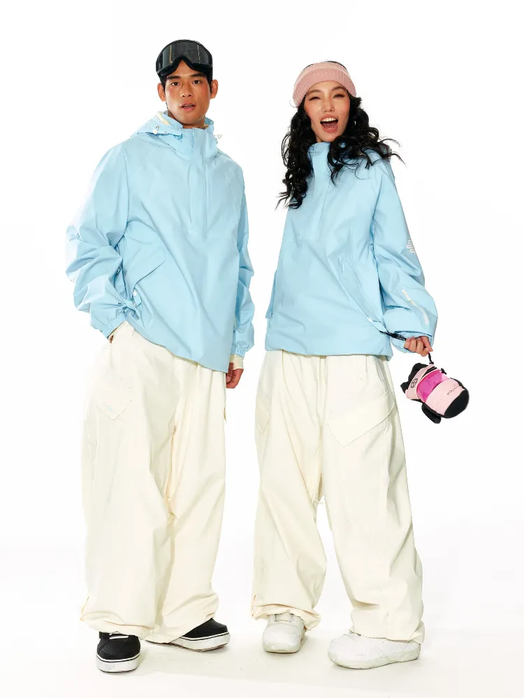 LITAN White Cargo Baggy Snow Pants - Unisex