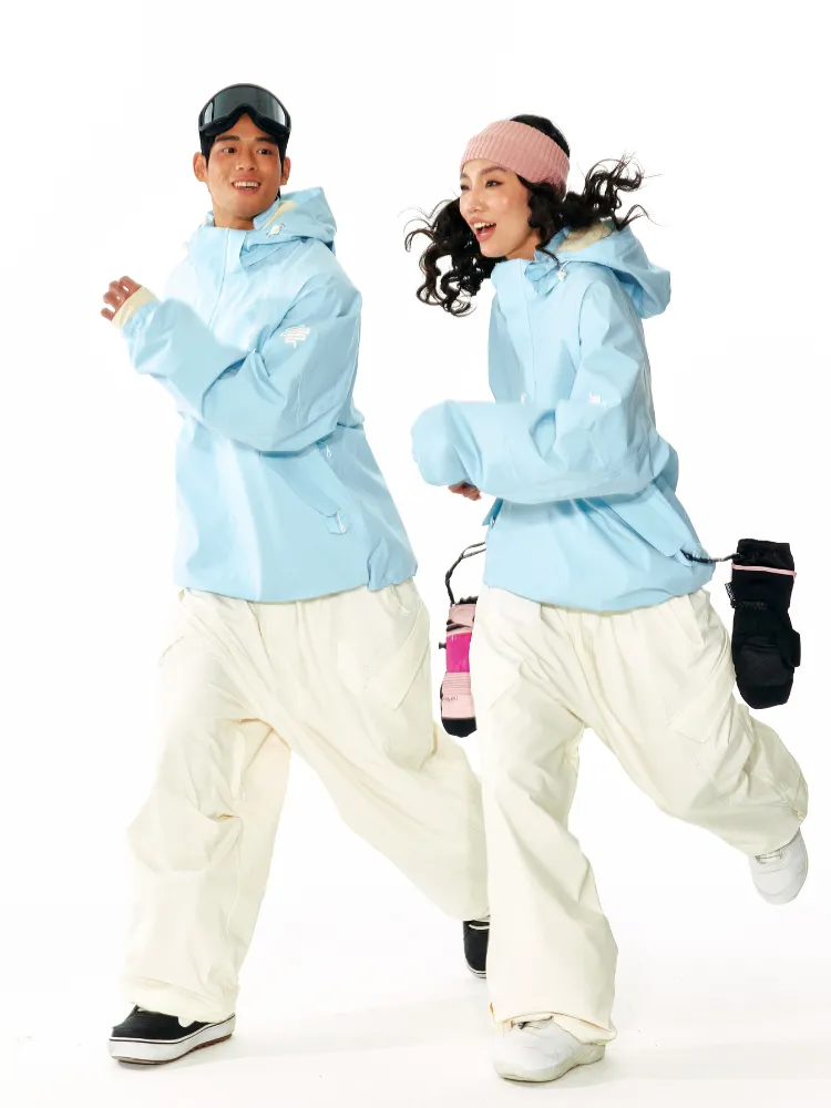 LITAN White Cargo Baggy Snow Pants - Unisex